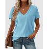 imagePRETTYGARDEN Womens Tops Short Sleeve Oversized Tshirts Shirts 2026 Summer Casual V Neck Loose Basic Tees Spring Tunic BlouseSky Blue
