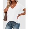 imagePRETTYGARDEN Womens Tops Short Sleeve Oversized Tshirts Shirts 2026 Summer Casual V Neck Loose Basic Tees Spring Tunic BlouseWhite
