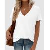 imagePRETTYGARDEN Womens Tops Short Sleeve Oversized Tshirts Shirts 2026 Summer Casual V Neck Loose Basic Tees Spring Tunic BlouseWhite