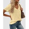 imagePRETTYGARDEN Womens Tops Short Sleeve Oversized Tshirts Shirts 2026 Summer Casual V Neck Loose Basic Tees Spring Tunic BlouseYellow