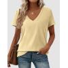 imagePRETTYGARDEN Womens Tops Short Sleeve Oversized Tshirts Shirts 2026 Summer Casual V Neck Loose Basic Tees Spring Tunic BlouseYellow