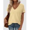 imagePRETTYGARDEN Womens Tops Short Sleeve Oversized Tshirts Shirts 2026 Summer Casual V Neck Loose Basic Tees Spring Tunic BlouseYellow