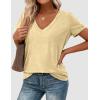 imagePRETTYGARDEN Womens Tops Short Sleeve Oversized Tshirts Shirts 2026 Summer Casual V Neck Loose Basic Tees Spring Tunic BlouseYellow