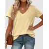 imagePRETTYGARDEN Womens Tops Short Sleeve Oversized Tshirts Shirts 2026 Summer Casual V Neck Loose Basic Tees Spring Tunic BlouseYellow