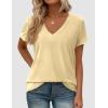 imagePRETTYGARDEN Womens Tops Short Sleeve Oversized Tshirts Shirts 2026 Summer Casual V Neck Loose Basic Tees Spring Tunic BlouseYellow