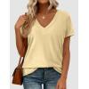 imagePRETTYGARDEN Womens Tops Short Sleeve Oversized Tshirts Shirts 2026 Summer Casual V Neck Loose Basic Tees Spring Tunic BlouseYellow
