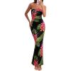 imagePRETTYGARDEN Bodycon Long Dresses for Women 2026 Strapless Tube Summer Floral Maxi Dress Sleeveless Back Slit Beach OutfitsFloral Black Red