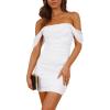 imagePRETTYGARDEN Cocktail Dresses for Women 2026 Summer Off Shoulder Bodycon Mini Graduation Party Spring Wedding Guest DressWhite