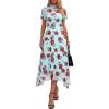 imagePRETTYGARDEN Cocktail Dresses for Women 2026 Summer Short Sleeve Floral Mesh Sheer Midi Party Wedding Guest DressFloral Blue Red