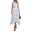 imagePRETTYGARDEN Cocktail Dresses for Women 2026 Summer Short Sleeve Floral Mesh Sheer Midi Party Wedding Guest DressFloral White Blue