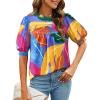 imagePRETTYGARDEN Floral Tops for Women Blouses Dressy Casual 2026 Summer Trendy Outfits Boho Pleated Short Sleeve ShirtsMulticolored Flower