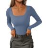 imagePRETTYGARDEN Long Sleeve Shirts for Women Spring 2026 Ribbed Basic Tees Scoop Neck Trendy Going Out Tops Fashion ClothingBlue Grey