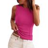 imagePRETTYGARDEN Sleeveless Tops for Women 2026 Summer Ribbed Tank Top Fitted Shirts Basic Tees Cute Spring Going Out Y2k ClothesRose Red