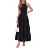 imagePRETTYGARDEN Summer Halter Dresses for Women 2026 Vacation Outfits Sleeveless Polka Dot Sundress Wedding Guest Maxi DressDot Black White