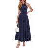 imagePRETTYGARDEN Summer Halter Dresses for Women 2026 Vacation Outfits Sleeveless Polka Dot Sundress Wedding Guest Maxi DressDot Dark Blue White