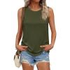 imagePRETTYGARDEN Tank Tops for Women 2026 Summer Sleeveless Wide Strap Tops Spring Fashion Casual Flowy Loose Fit Workout ShirtsArmy Green