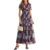 Brown Blue Floral