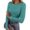 imagePRETTYGARDEN Women 2026 Fall Clothes Long Sleeve Shirts Ribbed Knit Fitted Basic Tee Going Out Tops Underscrub Casual OutfitsTeal