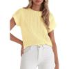 imagePRETTYGARDEN Womens 2026 Spring Fashion Sweater Vest Business Casual Crochet Tops Cap Sleeve Knit Shirt Beach Summer OutfitsYellow