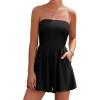 imagePRETTYGARDEN Womens 2026 Summer Rompers Dressy Casual Strapless Shorts One Piece Jumpsuits Date Night Beach Vacation OutfitsBlack