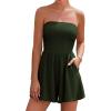 imagePRETTYGARDEN Womens 2026 Summer Rompers Dressy Casual Strapless Shorts One Piece Jumpsuits Date Night Beach Vacation OutfitsDark Green