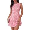 imagePRETTYGARDEN Womens 2026 Summer Short Dress Floral Sleeveless Boat Neck A Line Formal Cocktail Party Mini DressesFloral White Pink