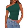 imagePRETTYGARDEN Womens Off The Shoulder Crop Top  Chic Asymmetrical Going Out Tops for Summer 2026 Slim Fitted amp BreathableDark Green