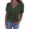 imagePRETTYGARDEN Womens Short Sleeve Sweaters V Neck Business Casual Tops Lightweight Sweater Shirts 2026 Summer Spring OutfitsArmy Green