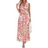 imagePRETTYGARDEN Womens Summer Floral Maxi Dresses 2026 Spring Sleeveless Cowl Neck Flowy Beach Vacation Wedding Guest Long DressFloral Apricot Pink
