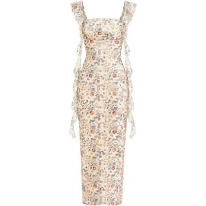 imagePRETTYGARDEN Womens Spring Formal Dress 2026 Summer Elegant Sleeveless Floral Lace Cocktail Wedding Guest Maxi Long DressesFloral Apricot