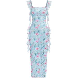 imagePRETTYGARDEN Womens Spring Formal Dress 2026 Summer Elegant Sleeveless Floral Lace Cocktail Wedding Guest Maxi Long DressesFloral Light Blue