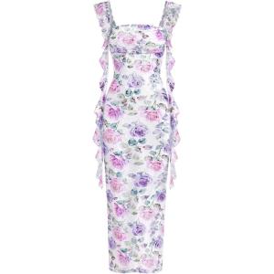 imagePRETTYGARDEN Womens Spring Formal Dress 2026 Summer Elegant Sleeveless Floral Lace Cocktail Wedding Guest Maxi Long DressesFloral Purple