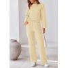 imagePRETTYGARDEN Womens 2 Piece Outfits Fall Fashion Clothes Quilted Long Sleeve Tops Wide Leg Pants Matching Lounge Sets