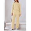 imagePRETTYGARDEN Womens 2 Piece Outfits Fall Fashion Clothes Quilted Long Sleeve Tops Wide Leg Pants Matching Lounge Sets