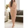 imagePRETTYGARDEN Womens 2 Piece Waffle Knit Lounge Outfit Long Sleeve Henley Top and Sweatpants Set Tracksuit