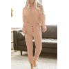imagePRETTYGARDEN Womens 2 Piece Waffle Knit Lounge Outfit Long Sleeve Henley Top and Sweatpants Set Tracksuit