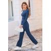imagePRETTYGARDEN Womens 2024 Fall Casual 2 Piece Outfits Rib Knit Crop Tops And Long Pants Lounge Sets Tracksuits NavyMedium