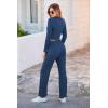 imagePRETTYGARDEN Womens 2024 Fall Casual 2 Piece Outfits Rib Knit Crop Tops And Long Pants Lounge Sets Tracksuits NavyMedium