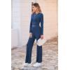 imagePRETTYGARDEN Womens 2024 Fall Casual 2 Piece Outfits Rib Knit Crop Tops And Long Pants Lounge Sets Tracksuits NavyMedium