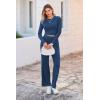 imagePRETTYGARDEN Womens 2024 Fall Casual 2 Piece Outfits Rib Knit Crop Tops And Long Pants Lounge Sets Tracksuits NavyMedium