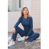 imagePRETTYGARDEN Womens 2024 Fall Casual 2 Piece Outfits Rib Knit Crop Tops And Long Pants Lounge Sets Tracksuits NavyMedium