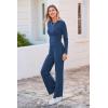 imagePRETTYGARDEN Womens 2024 Fall Casual 2 Piece Outfits Rib Knit Crop Tops And Long Pants Lounge Sets Tracksuits NavyMedium