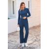 imagePRETTYGARDEN Womens 2024 Fall Casual 2 Piece Outfits Rib Knit Crop Tops And Long Pants Lounge Sets Tracksuits NavyMedium