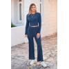 imagePRETTYGARDEN Womens 2024 Fall Casual 2 Piece Outfits Rib Knit Crop Tops And Long Pants Lounge Sets Tracksuits NavyMedium