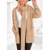 imagePRETTYGARDEN Womens 2024 Fall Fashion Knit Cardigan Sweaters Long Sleeve V Neck Open Front Winter Sweater Jacket with Scarf