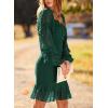 imagePRETTYGARDEN Womens 2024 Fall Smocked Bodycon Mini Dress Long Sleeve Square Neck Swiss Dot Ruffle Mermaid Elegant Dresses