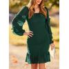 imagePRETTYGARDEN Womens 2024 Fall Smocked Bodycon Mini Dress Long Sleeve Square Neck Swiss Dot Ruffle Mermaid Elegant Dresses