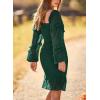 imagePRETTYGARDEN Womens 2024 Fall Smocked Bodycon Mini Dress Long Sleeve Square Neck Swiss Dot Ruffle Mermaid Elegant Dresses