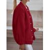 imagePRETTYGARDEN Womens 2024 Fall Varsity Bomber Jackets Casual Baseball Collar Button Down Coats Outerwear RedMedium