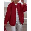 imagePRETTYGARDEN Womens 2024 Fall Varsity Bomber Jackets Casual Baseball Collar Button Down Coats Outerwear RedMedium